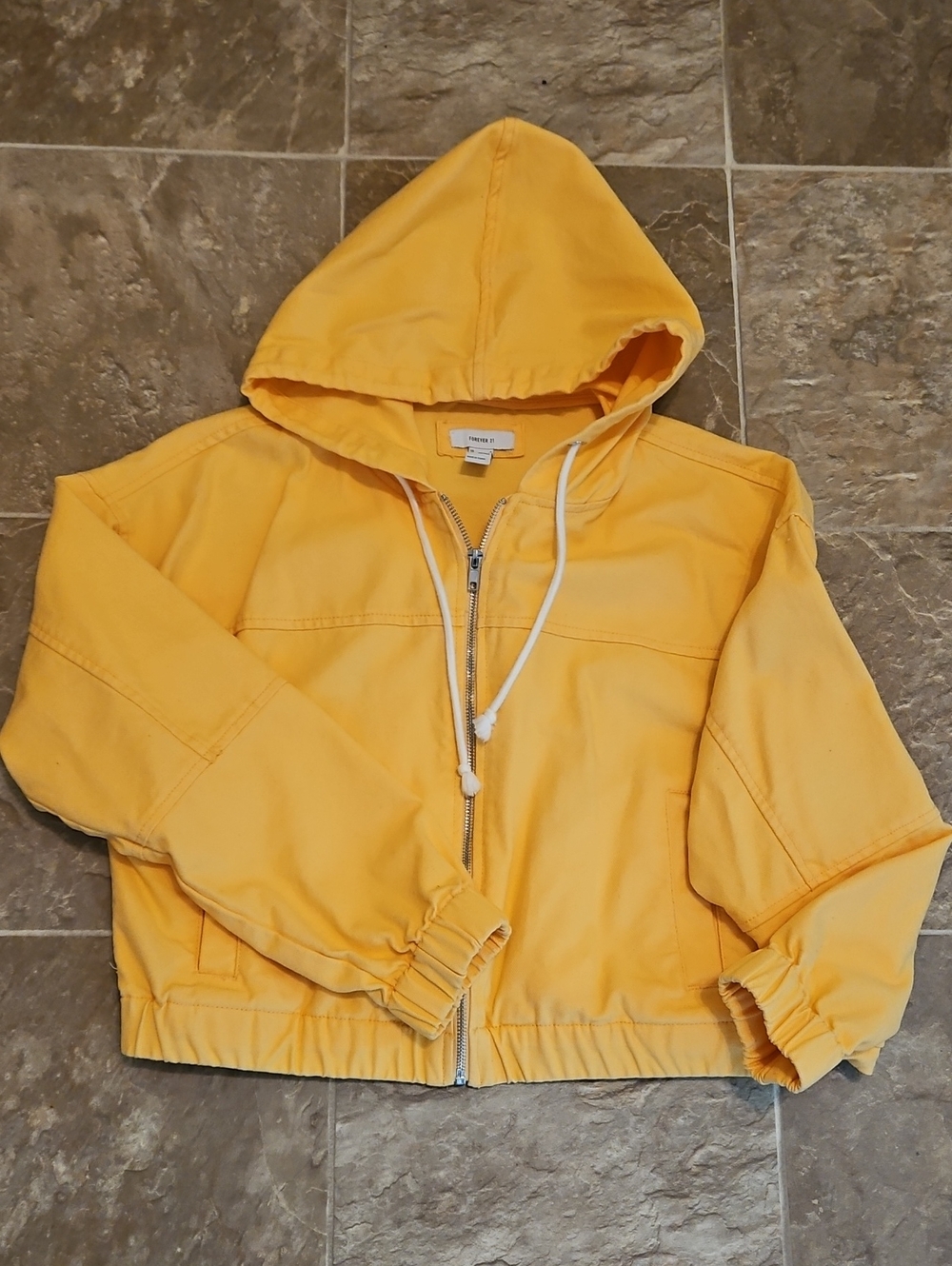 Forever 21 Yellow Hooded Kids Puffer Jacket